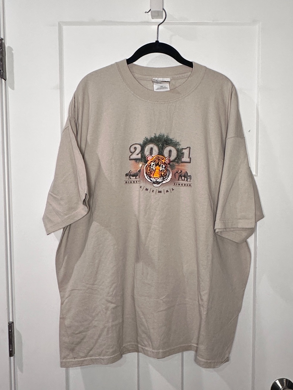 Beige 2001 Graphic Short Sleeve Tee - Men's Casual Shirt